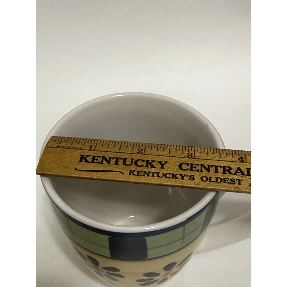 Pier 1  Vintage Coffee Mug Floral Yellow And Green Hand‎ Painted